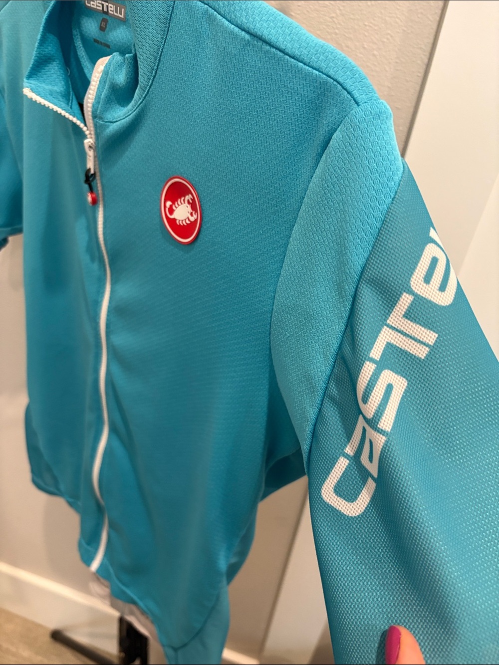 Castelli Men's Teal Full Zip Cycling Jersey with Pockets & Reflective detail - Picture 6 of 6